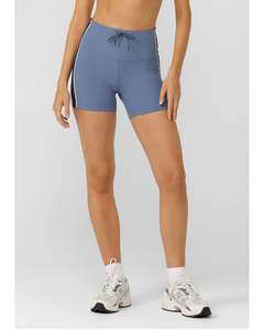 Lorna Jane Baseline Rib 12cm Bike Shorts - Misty Blue
