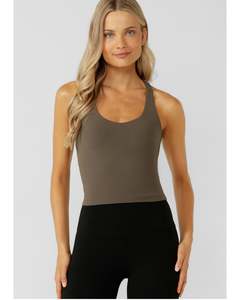 Tanks: Lorna Jane Liberty Bra Tank Combo - Dark Khaki Haze