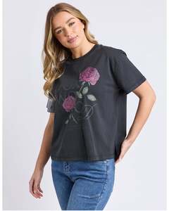 Tee Shirts: Foxwood English Rose Tee - Black