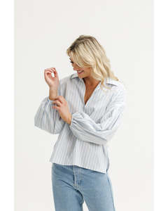 Home Lee Stevie Shirt - Powder Blue Stripes