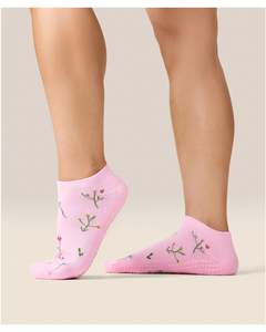Move Active Classic Low Rise Grip Socks - Wildflower Pink