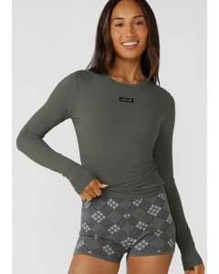 Hoodies Crews: Lorna Jane Motion Long Sleeve Rib Top - Agave Green