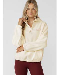 Lorna Jane Nova Polar Fleece Quarter Zip Hoodie - Cream