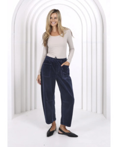 Monaco Jeans Leo Corduroy Barrel Jeans - Smoke Navy
