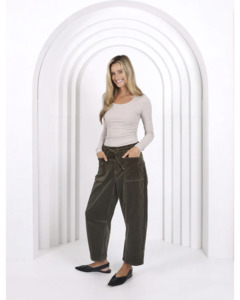 Monaco Jeans Leo Corduroy Barrel Jeans - Forest Moss