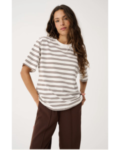 Tee Shirts: Cartel & Willow Jayde Tee - Truffle Stripe