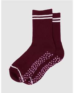 Elm College Rib Socks - Plum/White