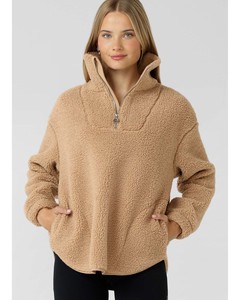 Lorna Jane Field Teddy Half Zip Sweat - Sand Dune