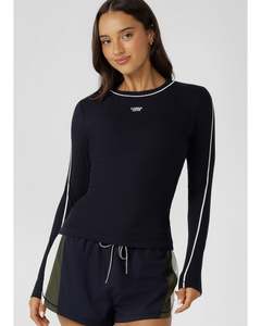 Lorna Jane Streamline Rib Long Sleeve Top - Midnight Blue