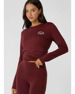 Lorna Jane Lotus Long Sleeve Top - Dark Ruby