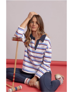 Hoodies Crews: Foxwood Cindy Rugby Polo - White Stripe