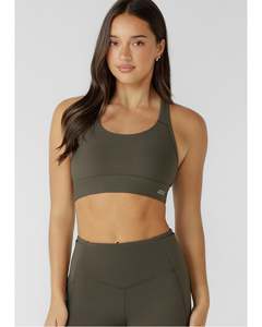 Lorna Jane Amy Maximum Support Sports Bra - Dark Khaki Haze
