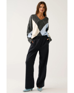 Pants: Cartel & Willow Jett Pant - Charcoal Pinstripe