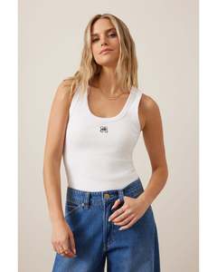 Ceres Life Zoe Contour Rib Scoop Tank - White