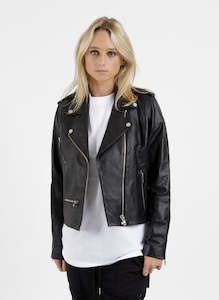 Leather Jackets: Leather Jacket - Black/Silver