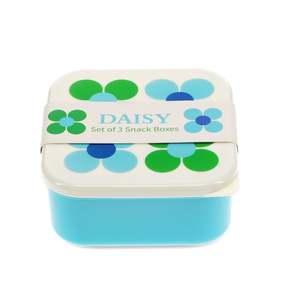 Snack Boxes (Set of 3) Blue & Green Daisy