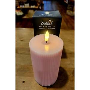 Candles: Stellar 12.5cm x 7.5cm Fluted Pink Pillar Candle