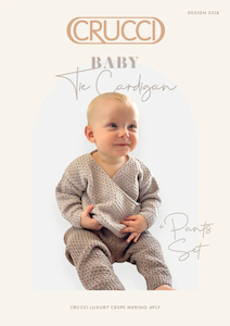 All 4 Ply NB - 3Yrs: Baby Tie Cardigan & Pants set 4 ply Knitting Pattern