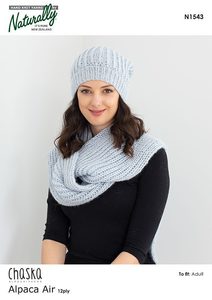Accessories Fibrespace: Chaska Alpaca Air N1543 12 Ply Hat & Scarf Knitting Pattern