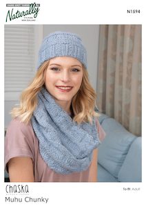 N1594 Beanie & Cowl Knitting Pattern