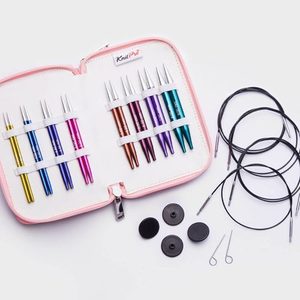 Circular Interchangeables Fibrespace: KnitPro Zing Deluxe Special Interchangeable Needles Set with Swivel Cables (10cm tips) Fibrespace