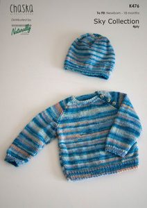 Sky Collection Babies Jumper & Hat Knitting Pattern K476
