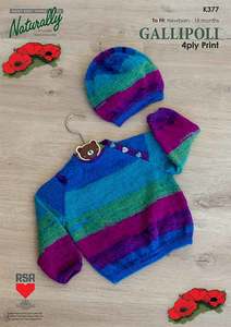 Naturally K377 4 Ply Jumper & Hat Knitting Pattern