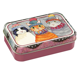 Products: Emma Ball Mini Hinged Tin - Cats in Hats Fast shipping