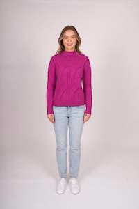 Bella: Bella - Funnel Neck Pullover with Cables FB5437