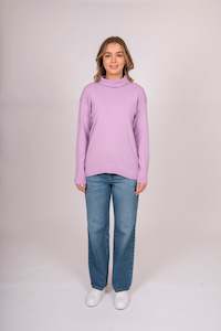 Bella - Roll Neck Pullover Curved Hem & side Panel FB5404