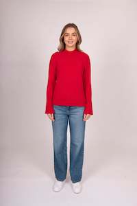 Bella - High Neck Rib Vee Pullover FB5401
