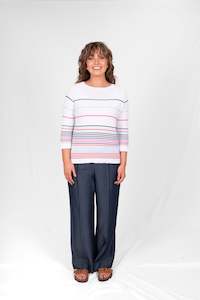 Bella Ss25: Bella Multi Stripe Pullover - FB5261