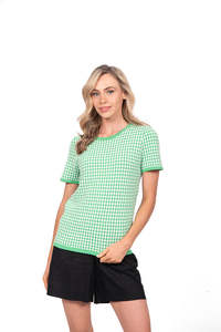 Bella - Short Sleeve Jacquard Top FB4272