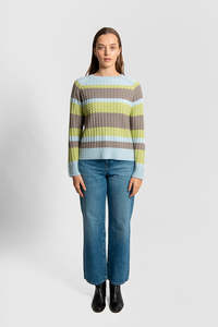Fields Knitwear: Fields - Cable Stripe Colour Block Pullover FK6031