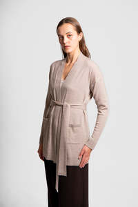 Fields - Longline Cardigan with Back Yoke and Belt FK6026