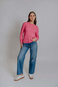 Bella - Crew Neck Cable Trim Pullover FB6401