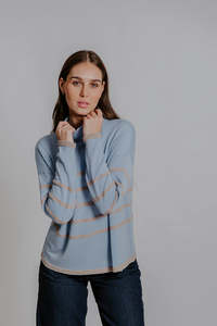 Bella - Block Stripe Funnel Neck Pullover FB6431