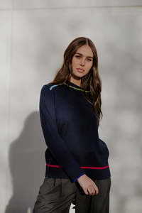 Knitwear: Bella - Contrast Trim Crew Pullover FB6426