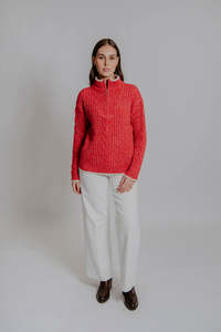 Bella - Half Zip Cable Pullover W/Tipping FB6418