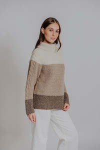 Bella 1: Bella - Block Stripe Cable Sleeve Pullover FB6417