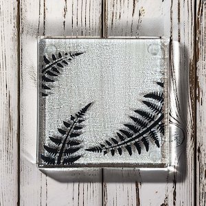NZ Made Glass Coaster Ferns - Single in display box