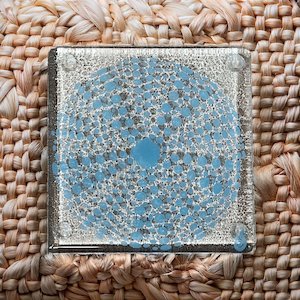 Glass Giftware: NZ Made Glass Coaster Kina - Sky Blue - Single in display box