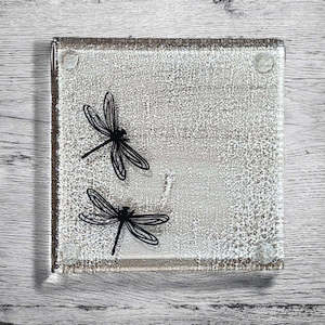 NZ Made Glass Coaster Dragonfly - Single in display box