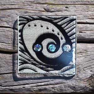 NZ Made Glass Paua Coaster Ocean Paua - Single in display box