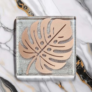 Coasters: NZ Made Glass Coaster Monstera Copper - Single in display box