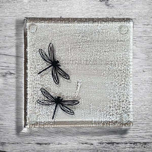 NZ Made Glass Coaster Dragonfly - Single in display box