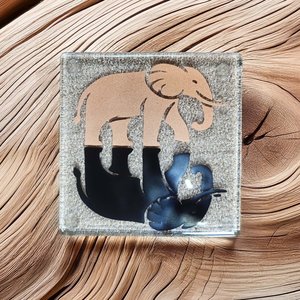 NZ Made Glass Coaster Elephants - Single in display box