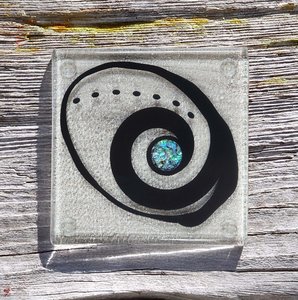 NZ Made Glass Coaster Paua Shell - Single in display box
