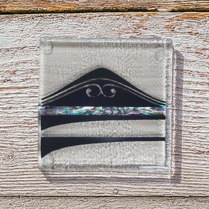 Coasters: NZ Made Glass Coaster Te Maunga - Paua - Single in display box