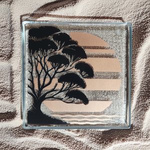 Coasters: NZ Made Glass Coaster Pohutukawa - Blk/Copper - Single in display box